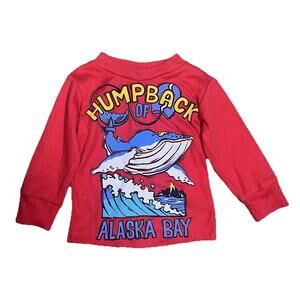 Vintage Happy Fella Humpback Whale Alaska Bay Shirt Red Kids 12 USA Graphic Tee